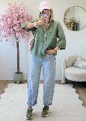 Blouse en lin kaki