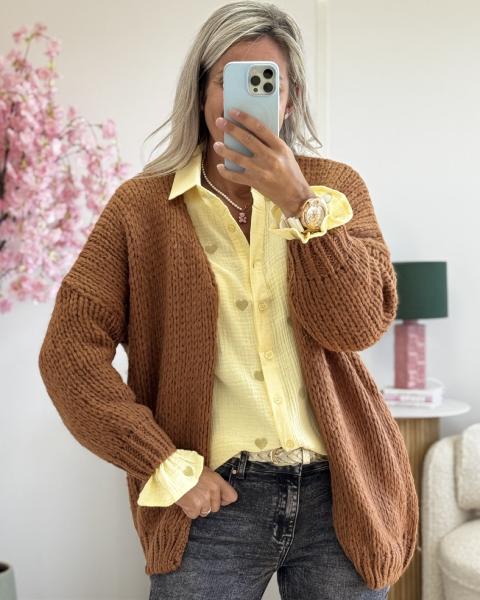Gilet grosse maille marron