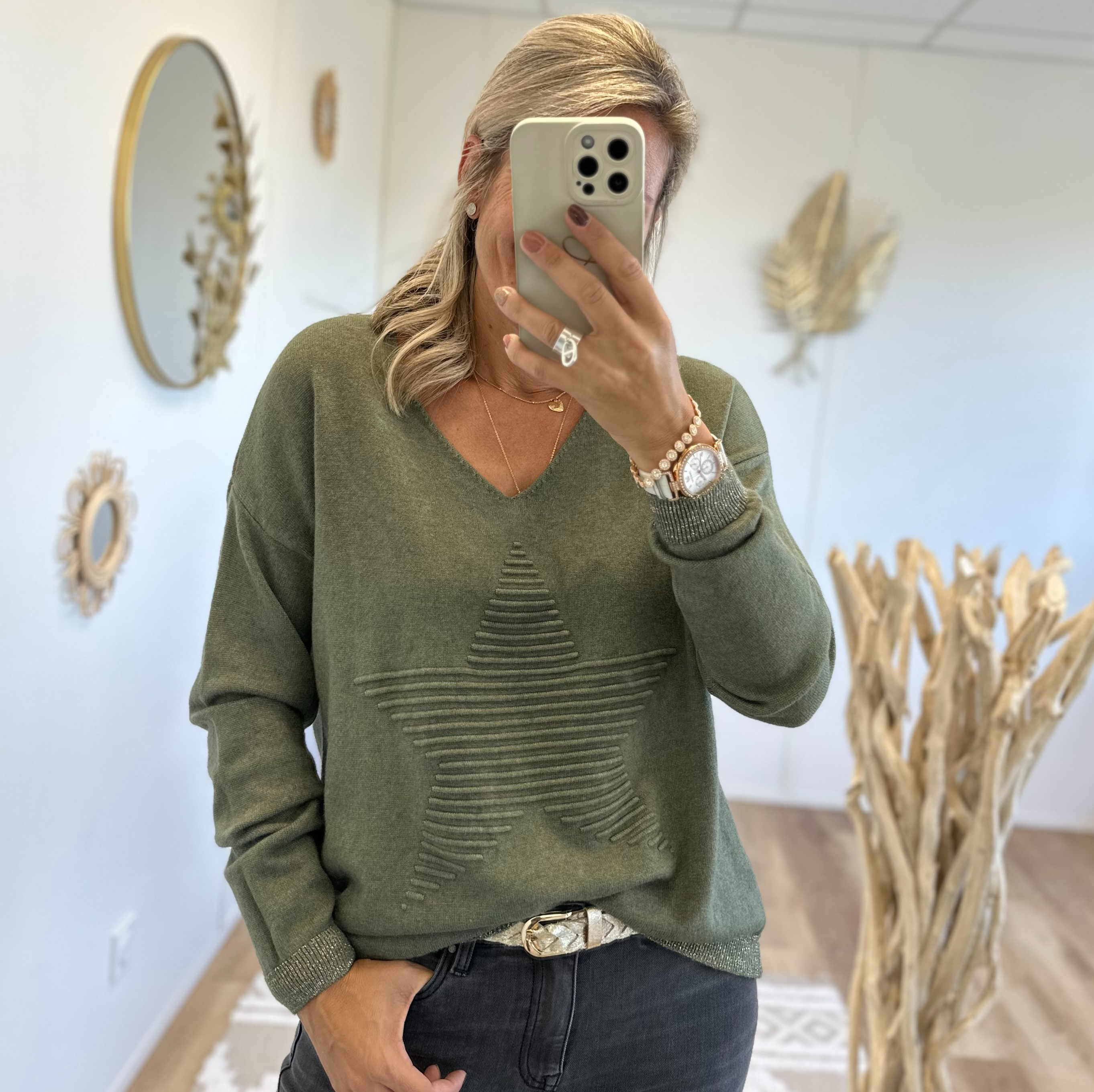Pull Aurelie kaki