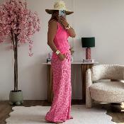 Debardeur lin rose fluo