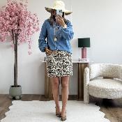Jupe en jeans leopard