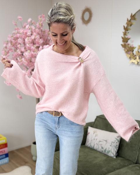 Pull bijoux rose