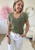 Top en maille lurex kaki