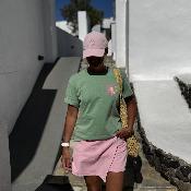 Jupe short coton rose