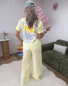 Pantalon gaze de coton jaune