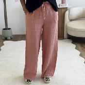 Pantalon en lin terracotta