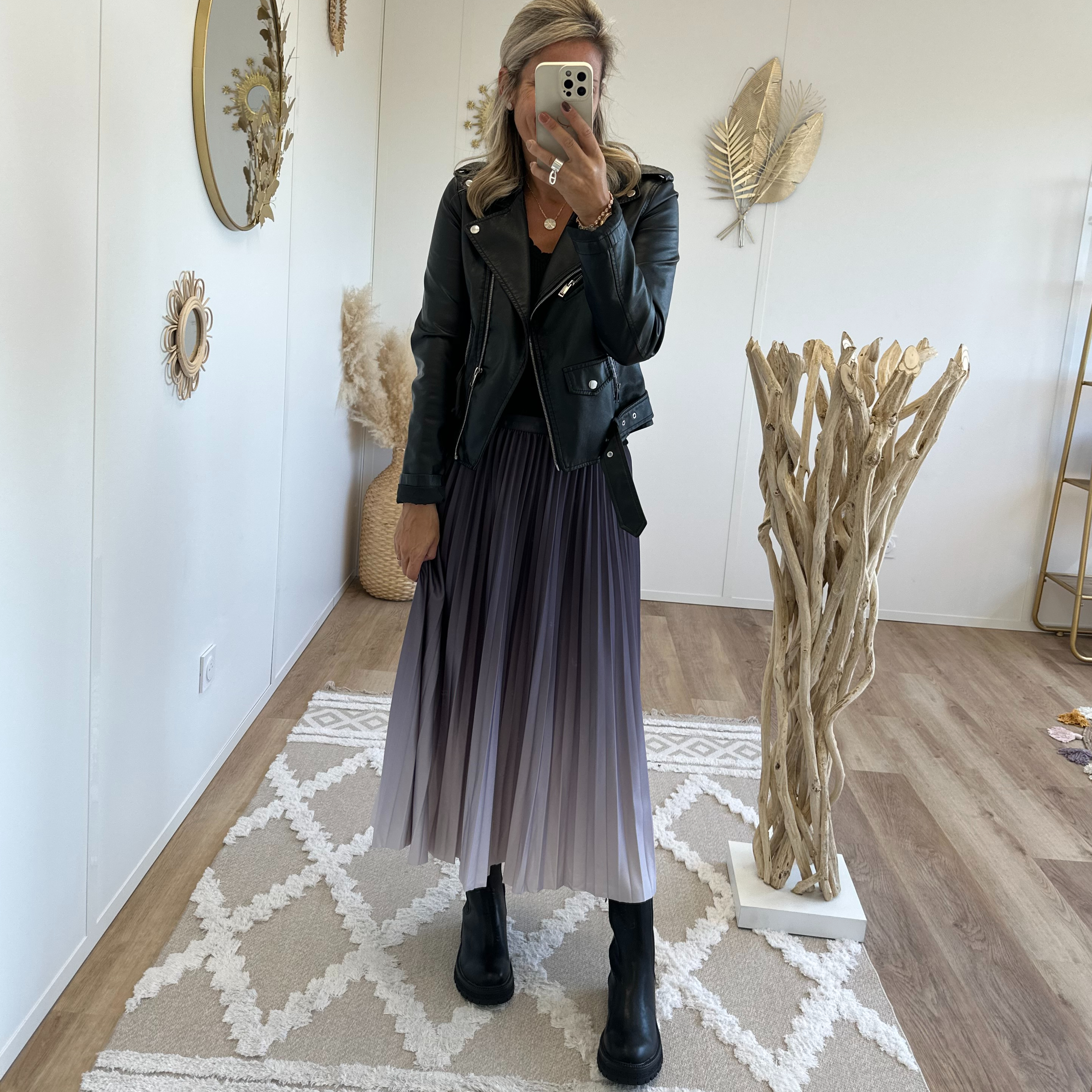 Jupe tie and dye grise mauve