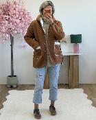 Manteau reversible blanc camel