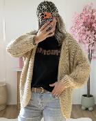 Gilet grosse maille beige
