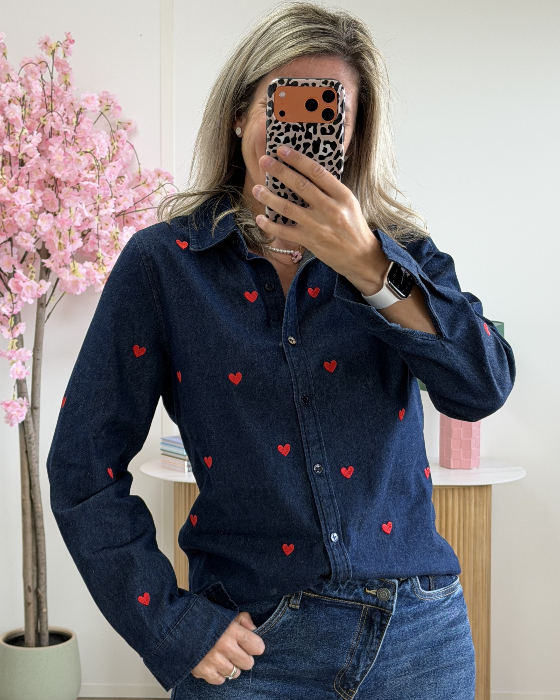 Chemise Alma coeurs rouges