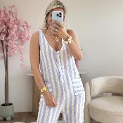 Combi gaze de coton bleu