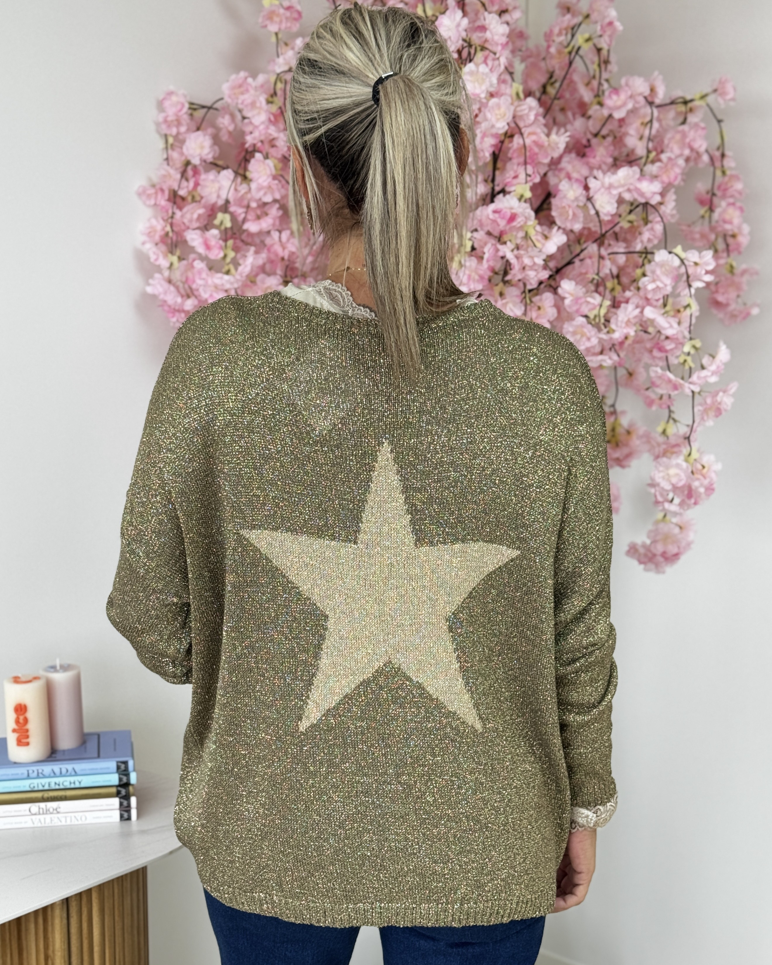 Pull Lurex kaki or
