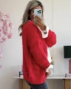 Gilet grosse maille rouge
