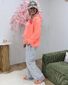 Sweat à capuche NY corail