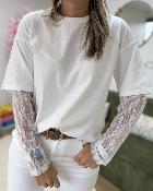 Tee shirt dentelle blanc