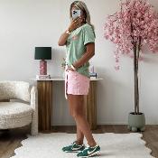 Jupe short coton rose