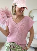 Top en maille lurex rose
