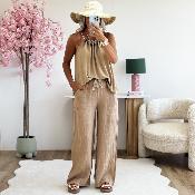 Pantalon en lin camel