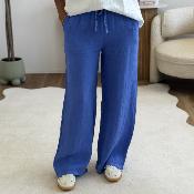 Pantalon en lin bleu