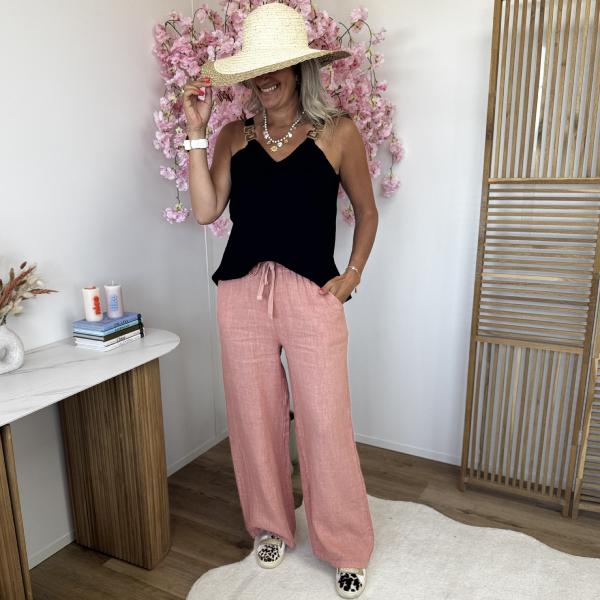 Pantalon en lin terracotta