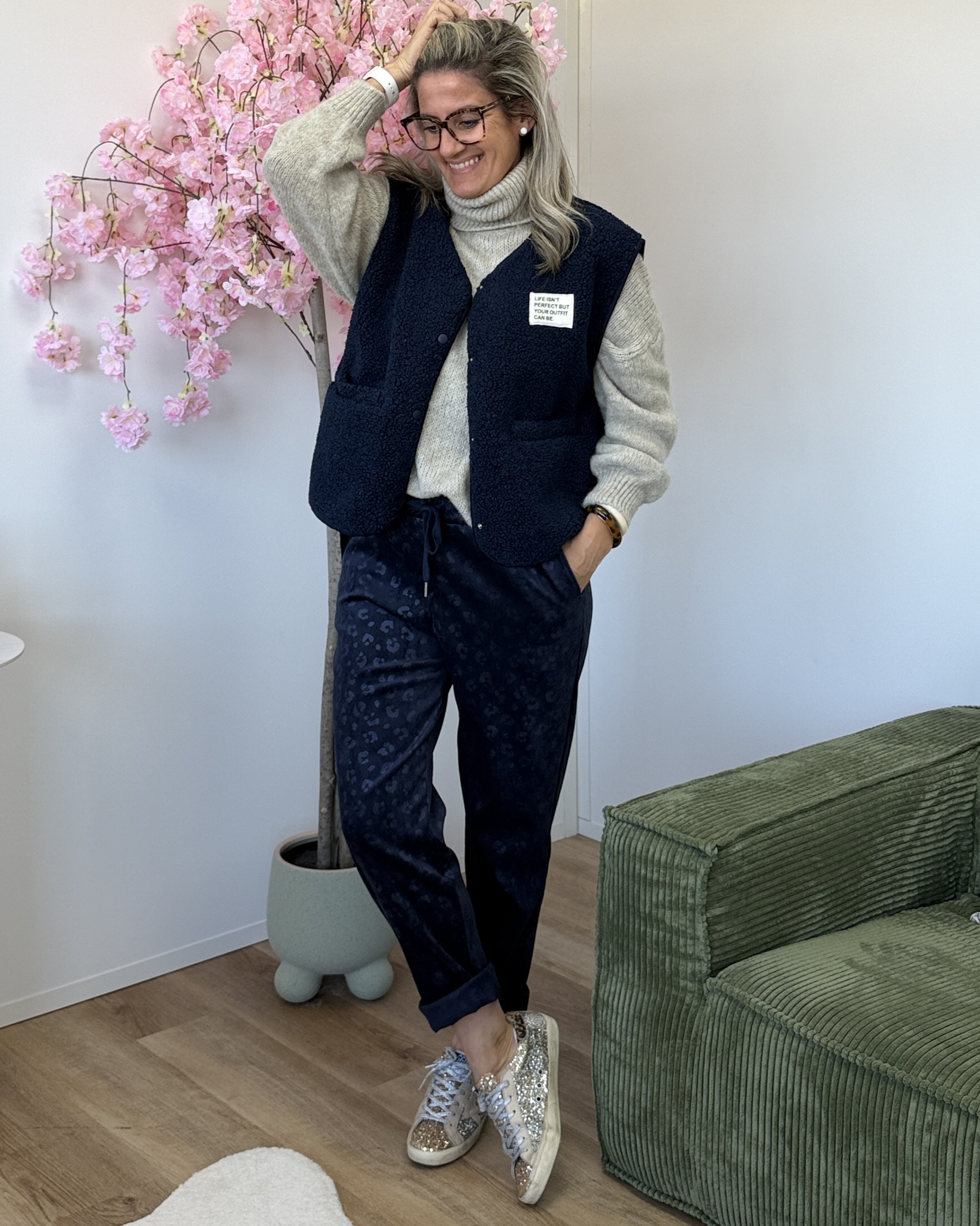 Pantalon satiné leo marine