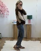 Pull col bardot beige