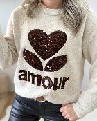 Pull Amour beige