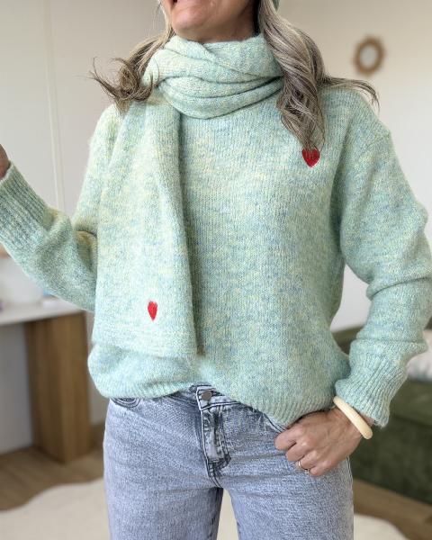 Set pull écharpe bonnet vert