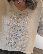 Pull Amour bonjour beige