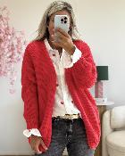 Gilet grosse maille rouge