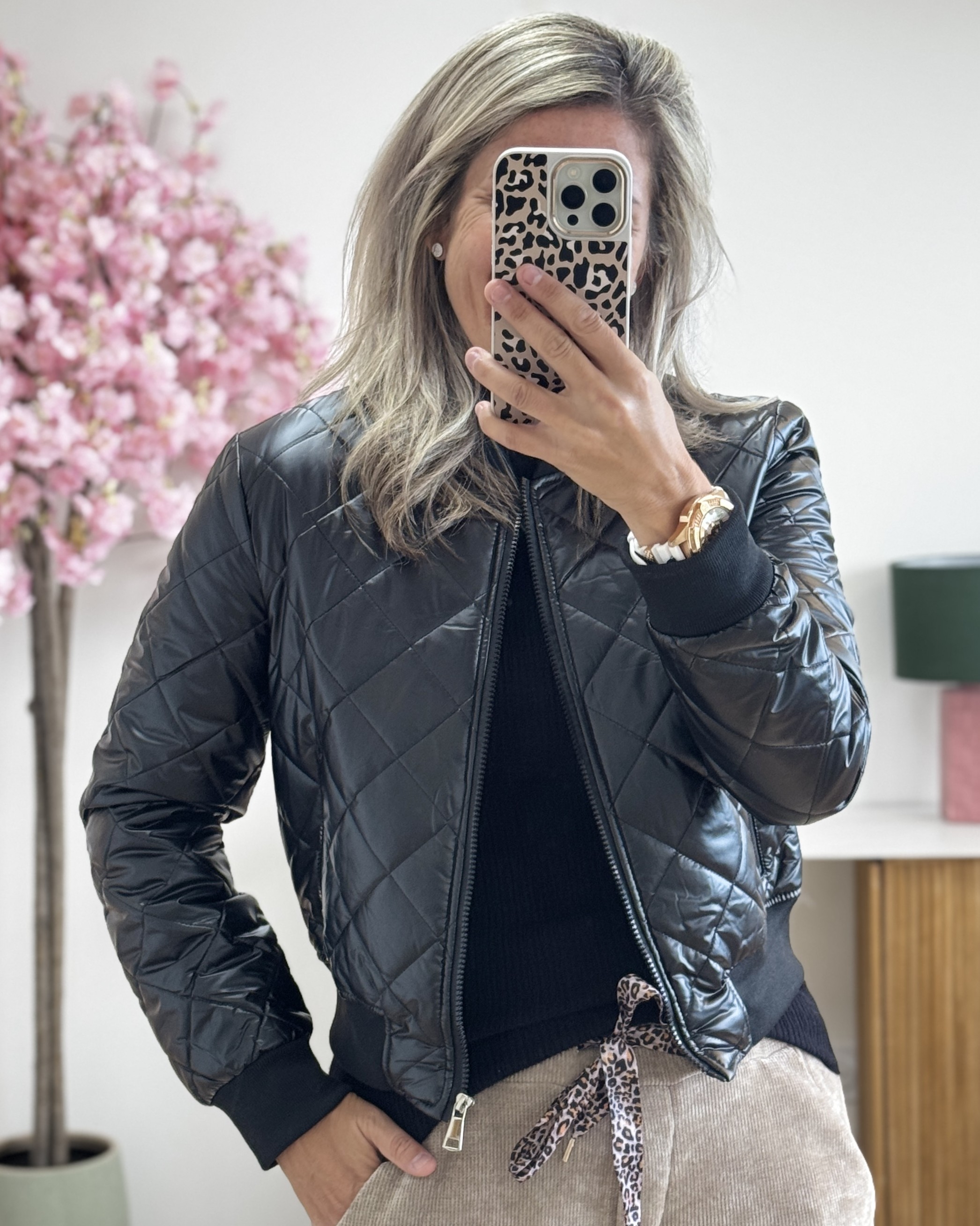 Bombers matelassé simili cuir