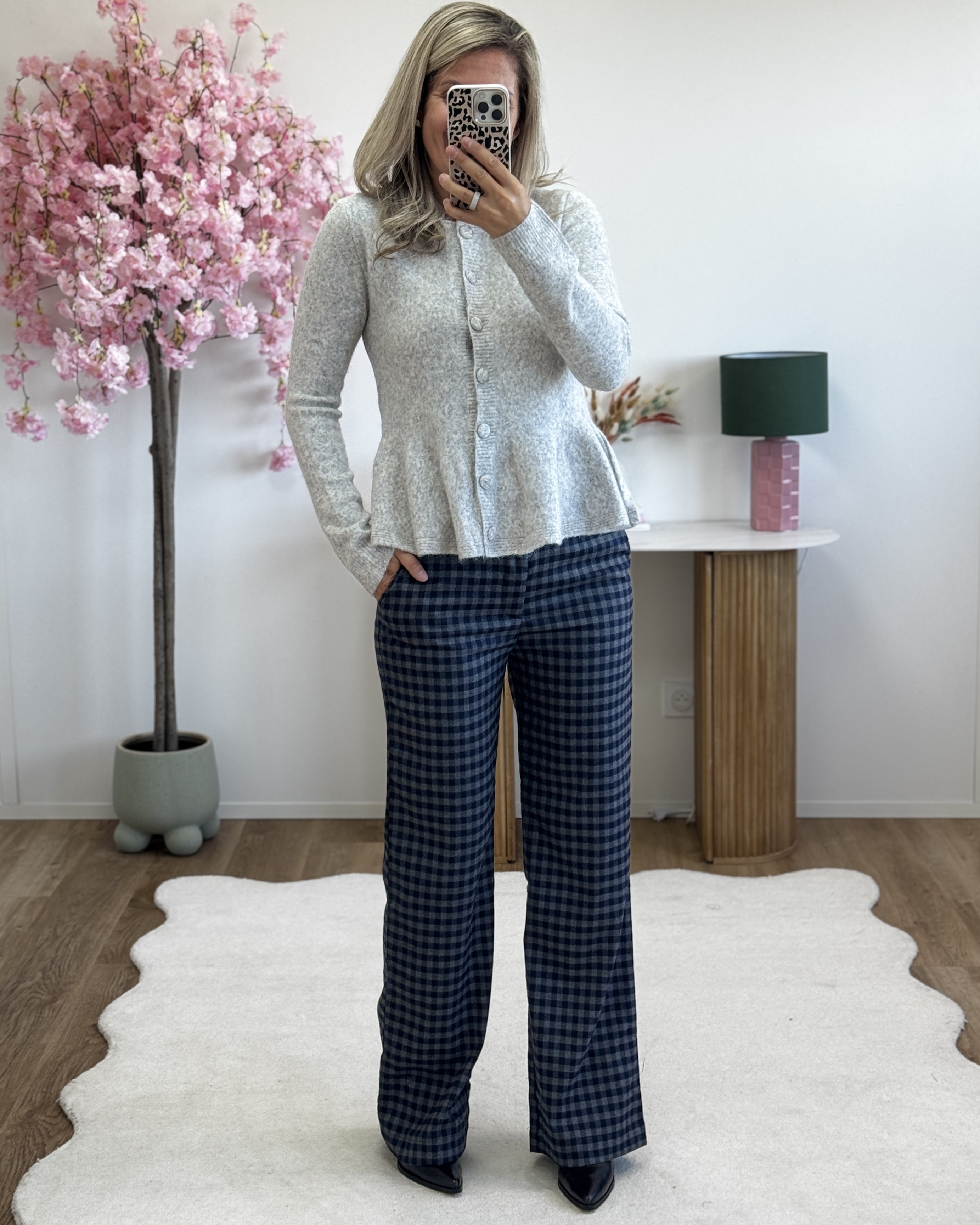 Pantalon à carreaux marine