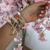 Bracelet B3 vert rose bleu or