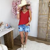 Top Flore rouge