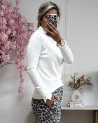 Pull col roulé blanc