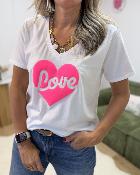 Tee shirt Leslie blanc rose