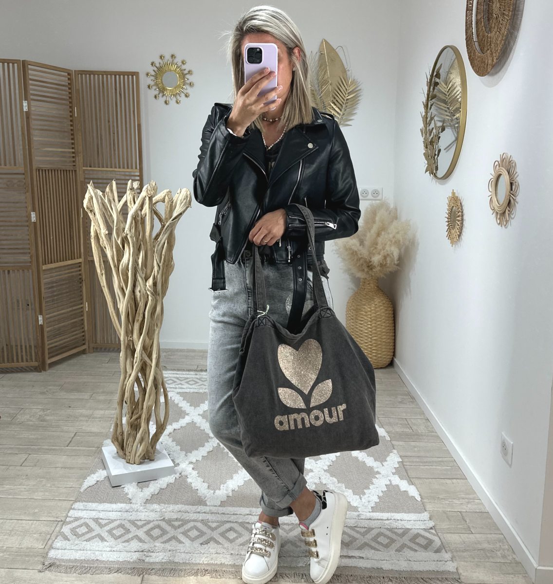 Sac Amour gris délavé