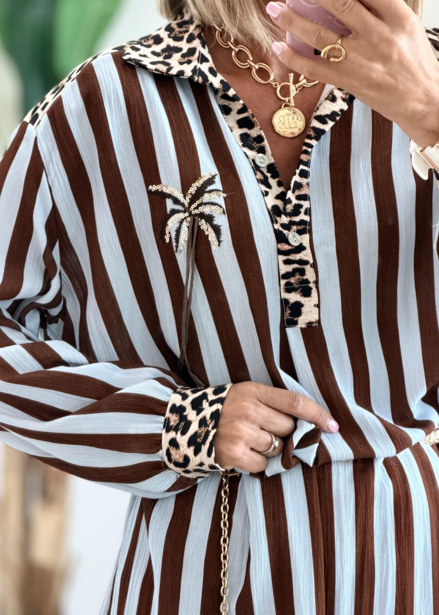 Robe chemise palmier leo