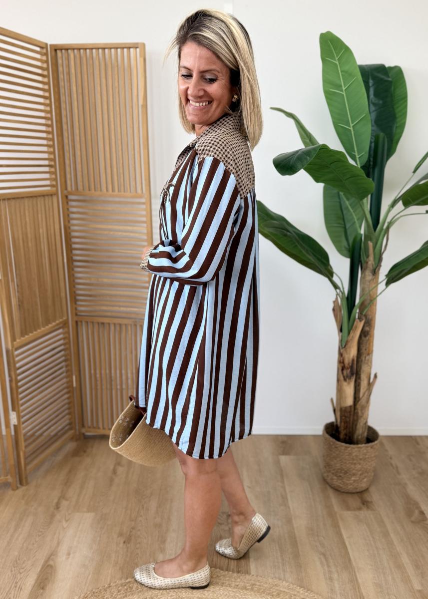 Robe chemise palmier carreaux