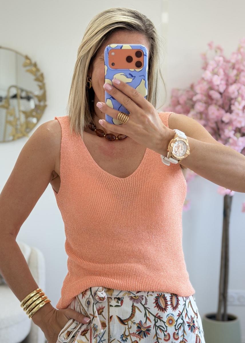 Top lurex saumon
