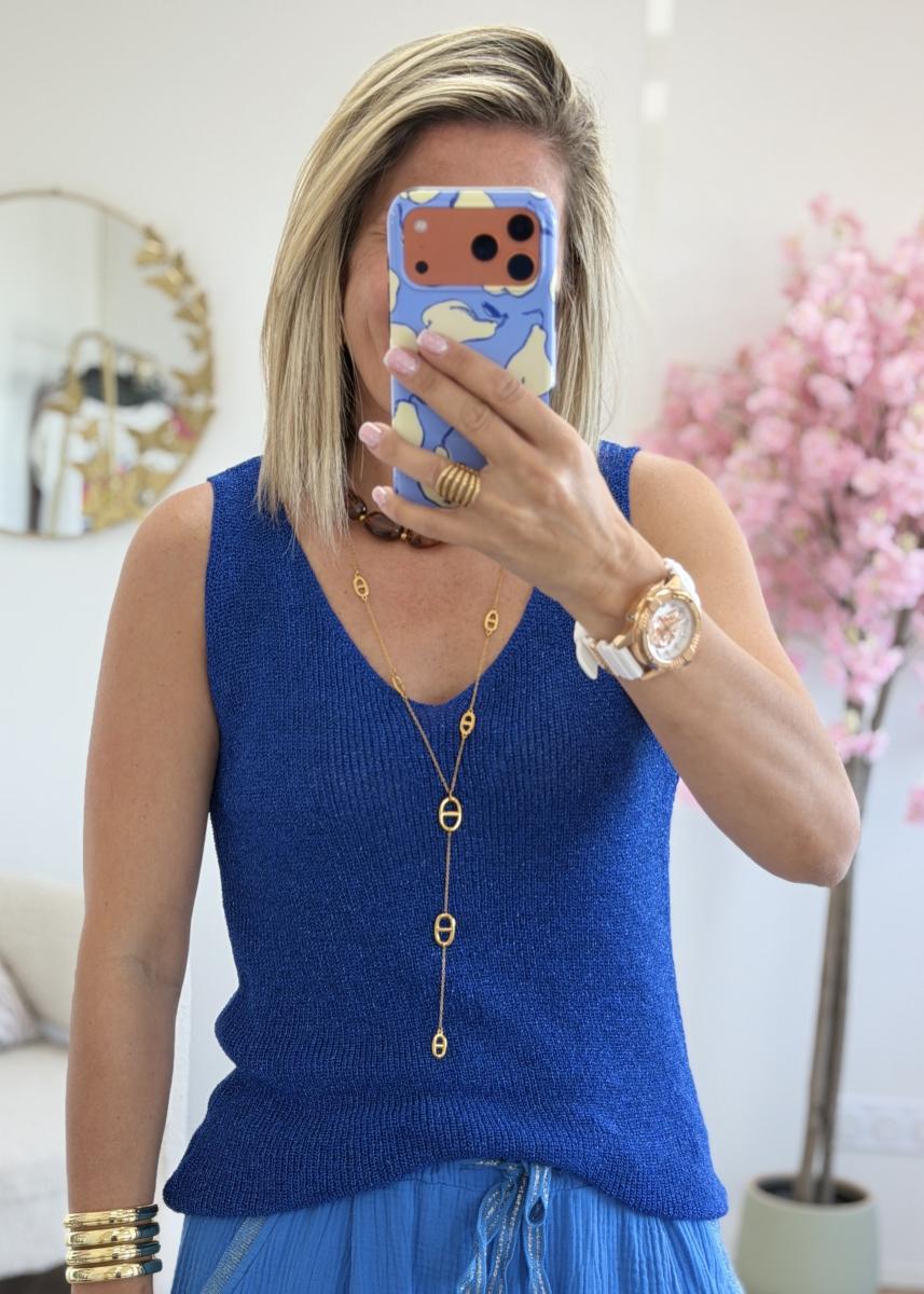 Top lurex bleu roi