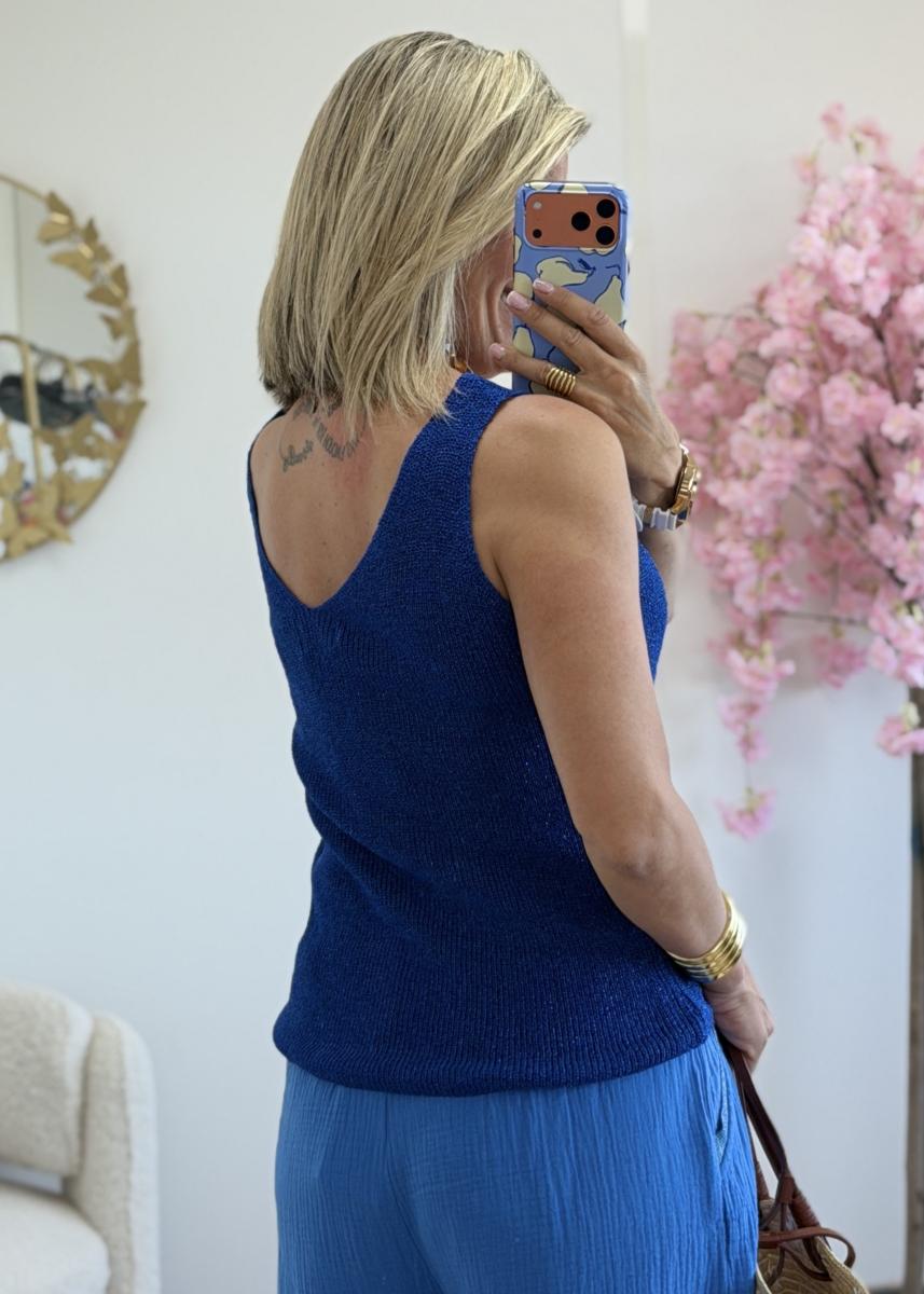 Top lurex bleu roi