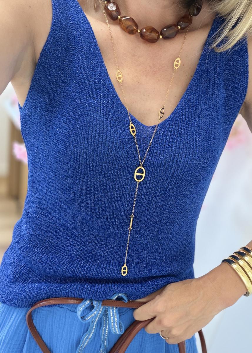 Top lurex bleu roi