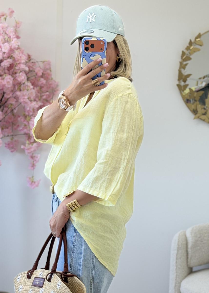 Blouse en lin jaune