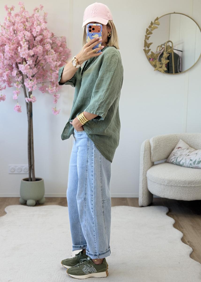 Blouse en lin kaki