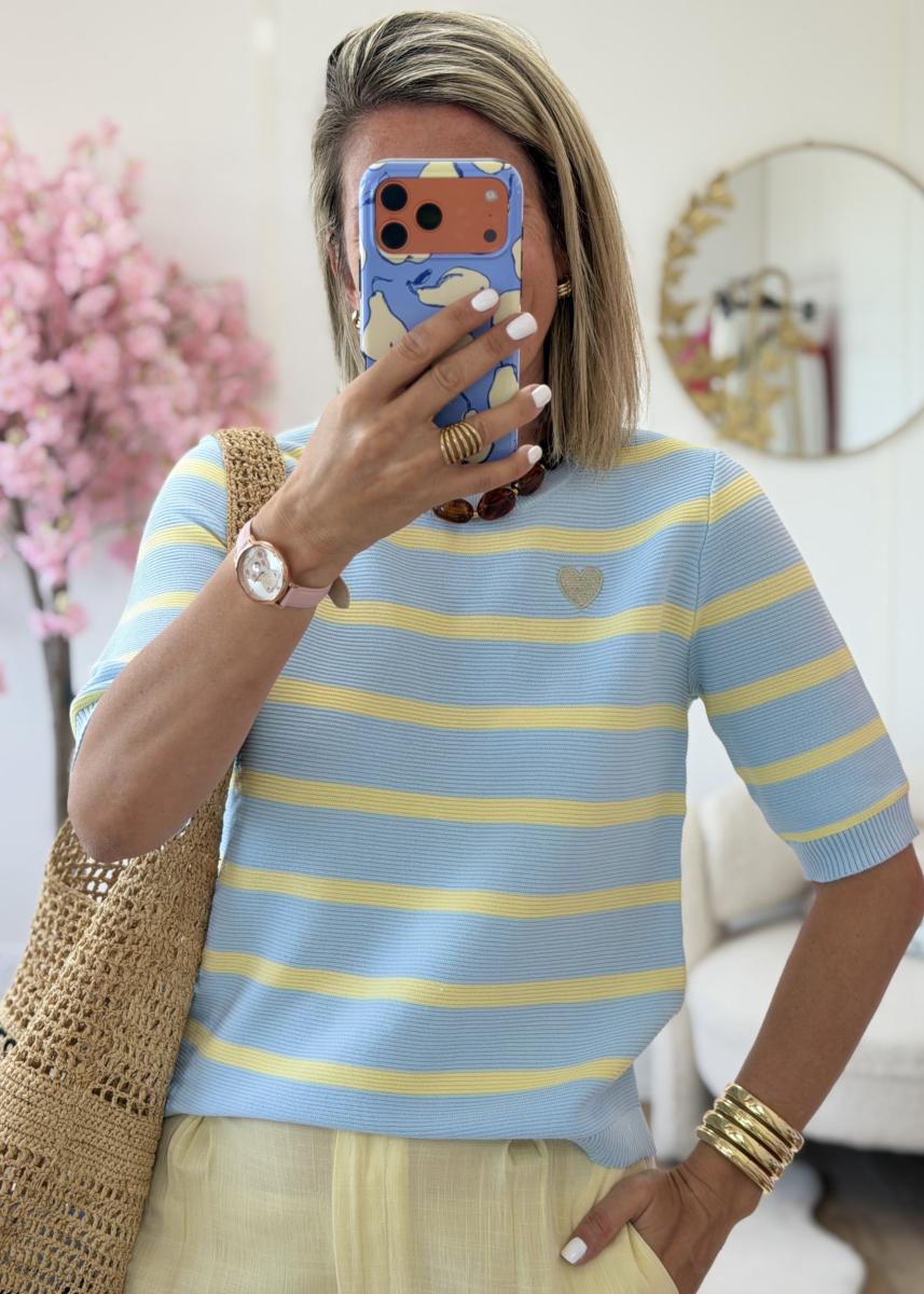 Pull Manon ciel jaune