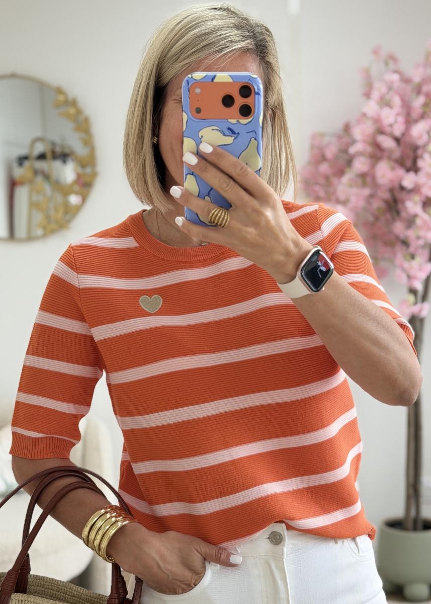 Pull Manon orange rose