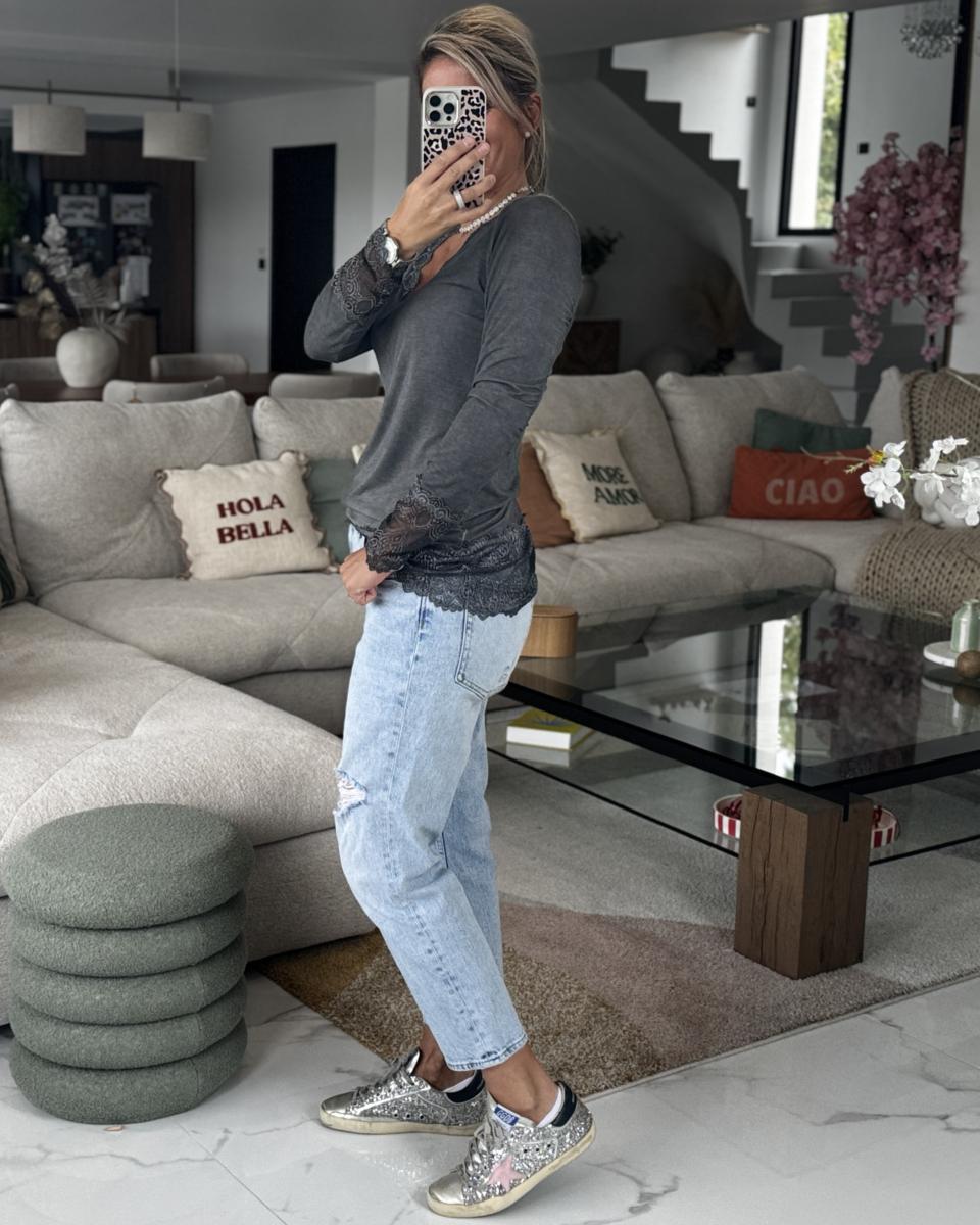 Sous pull dentelle gris