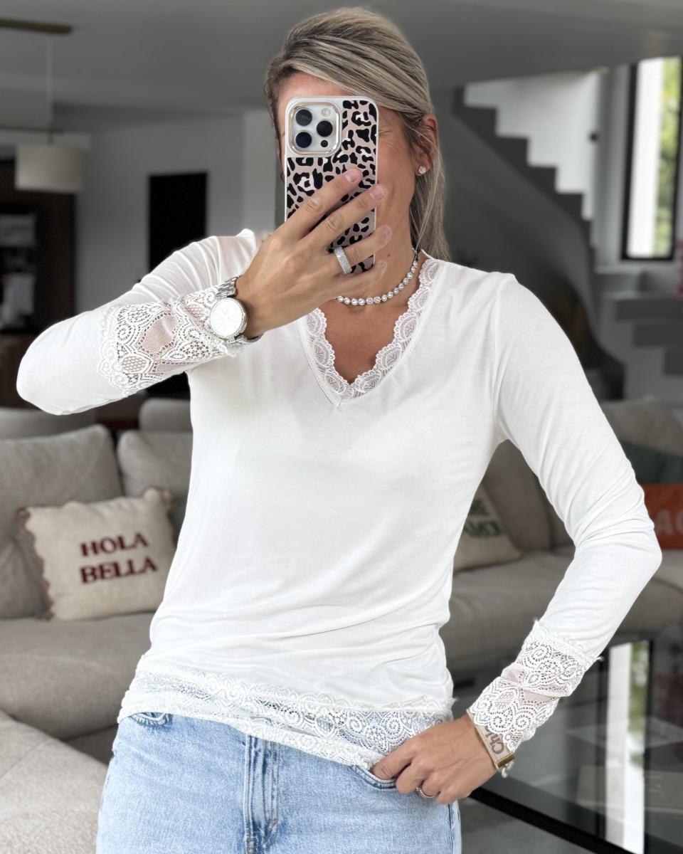 Sous pull dentelle blanc