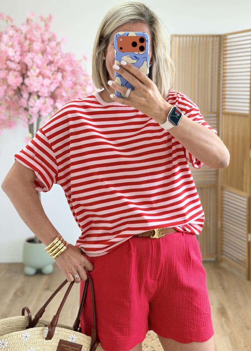 Tee shirt Lexie rayé rouge
